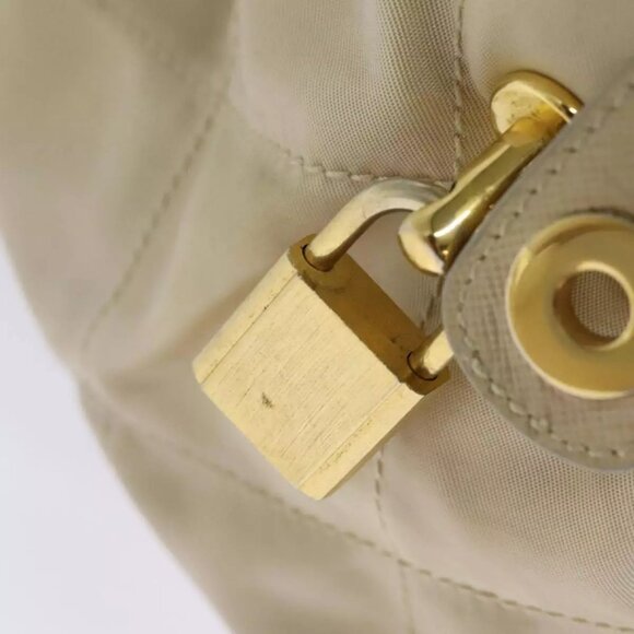 PRADA Chain Hand Bag Nylon Beige Gold Auth mr979 - Picture 12 of 16